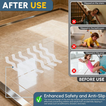 36 Pcs Non Slip Bath Stickers, Non Slip Shower Stickers Transparent Self-Adhesive, Anti Slip Bath Stickers for Tub, Stairs, Room, Slippery Surfaces(20mm * 200mm)