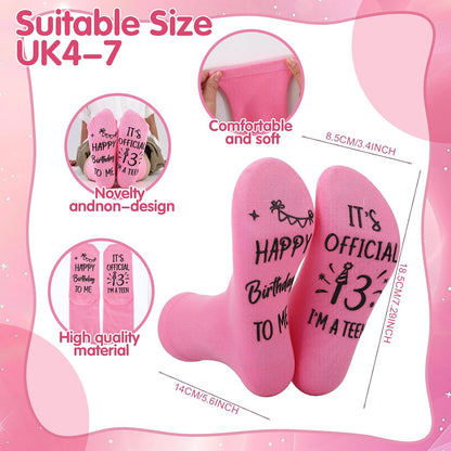 ViEinkaufen 13th Birthday Gifts for Girls,Makeup Bag Keyring Bracelet Socks | Birthday Presents for 13 Year Old Girls,Teenager Gifts for Daughter Sister Niece Granddaughter