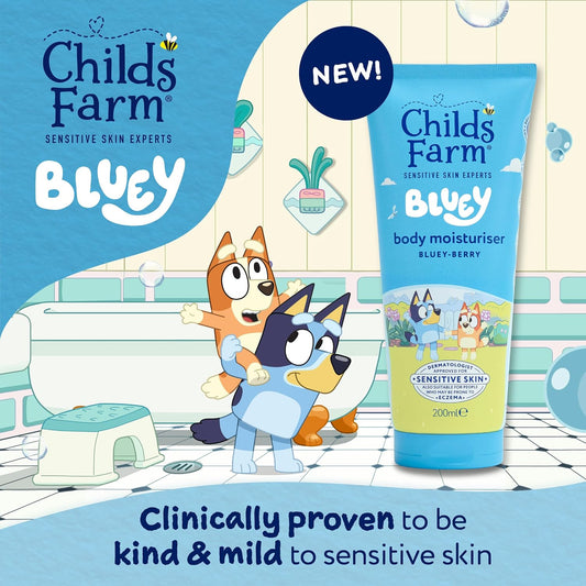 Childs Farm Kids Bluey Moisturiser, Bluey-Berry | Soothing, Moisturising &amp; Hydrating | Suitable for Dry, Sensitive Skin, 200ml