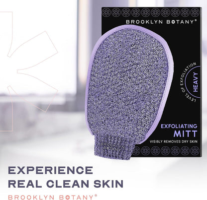 Brooklyn Botany Exfoliating Mitt for Bath and Shower – Heavy Duty Exfoliating Body Scrubber for Massage and Dead Skin Remover for Body – 1 Mitt
