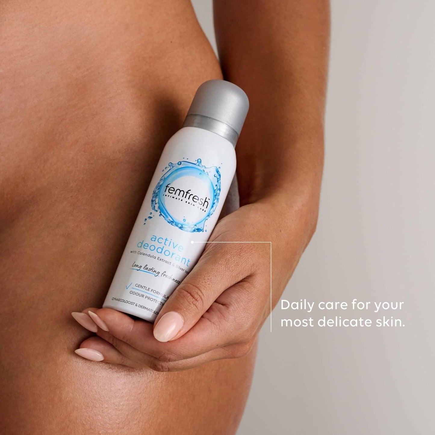 Femfresh Active Intimate Deodorant, Gentle Vaginal Odour Protection Spray for Women, Long-Lasting Freshness, Hypoallergenic,125 ml