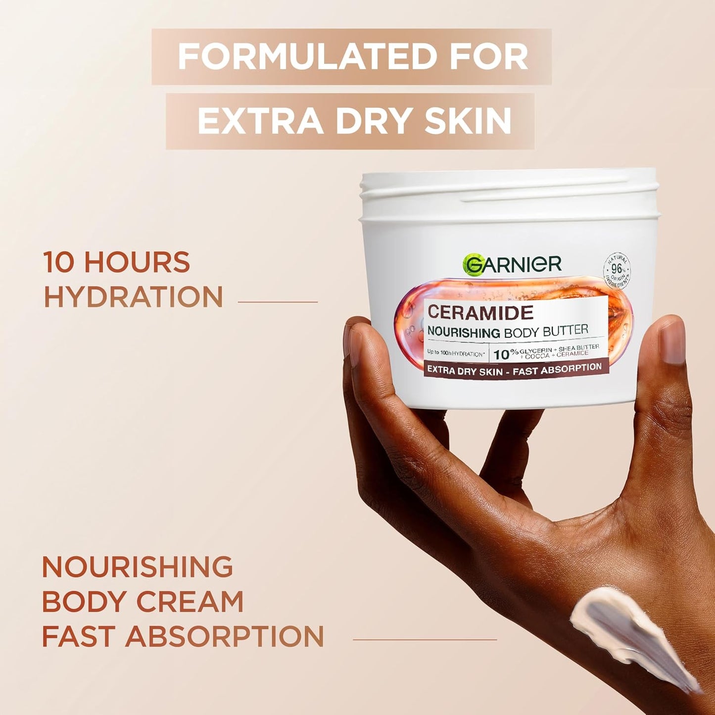 Garnier Body Superfood, Repairing Body Butter, With Cocoa &amp; Ceramide, Body Butter for Very Dry Skin, Vegan Formula, Approved by Cruelty Free International, 380ml
