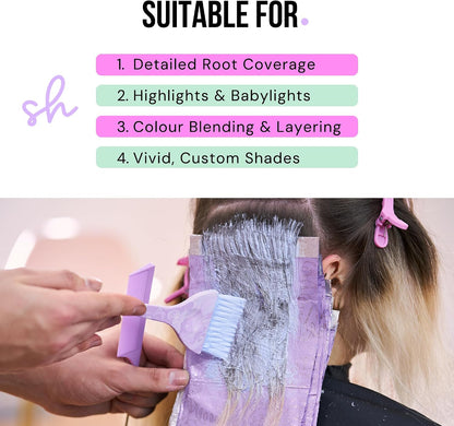 Simply Hair Tint Hair Dye Brushes – Set of 4 - Unique Patterns Hair Brush Set - Ultra-Soft, Flexible Bristles for Root Touch-Ups, Hair Dye, Highlights &amp; Balayage Purple