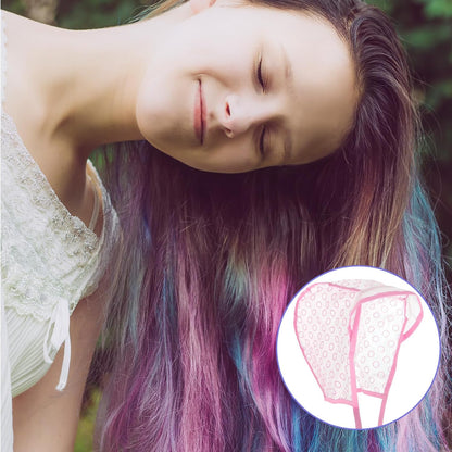 Bewudy 2 Sets of Hair Coloring Kits, Hair Highlighting Caps, Hair Dye Cap Disposable Hair Art Frosting Cap with Plastic Crochet Hook, and Hair Dye Brushes for Salon Hair Dyeing Hairdressing (Pink)