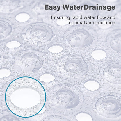 Smiry Non Slip Bath Mat, 100x40cm Extra Long Soft Bathtub Mat with 300 Strong Suction Cups &amp; Drain Holes, Machine Washable Skin-Safe Bathroom Shower Mat, Clear