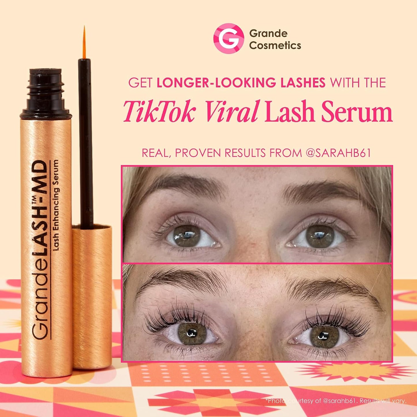 Grande Cosmetics GrandeLASH-MD Lash Enhancing Serum - Peptide &amp; Vitamin Infused Formula for Longer, Thicker, Fuller Looking Lashes - Ophthalmologist Tested, Cruelty-Free, 6-Week Starter Supply (1 mL)