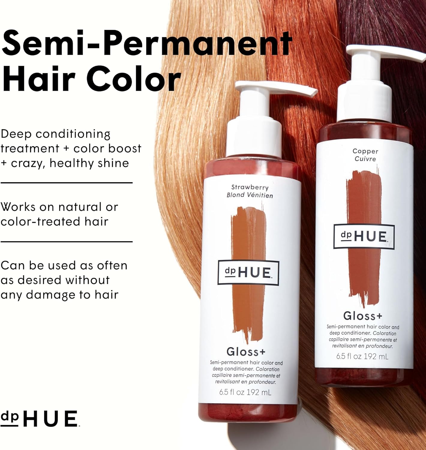 dpHUE Gloss+, Strawberry - Boosts Fading &amp; Faded Hair Colour - 8-12 Applications per Bottle - Lasts Up to 8 Washes