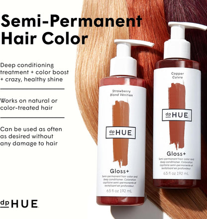 dpHUE Gloss+, Strawberry - Boosts Fading &amp; Faded Hair Colour - 8-12 Applications per Bottle - Lasts Up to 8 Washes