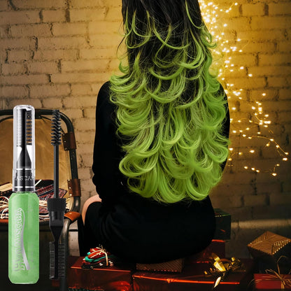 Green Hair Chalk Comb, Hot Color Eyelashes Mascara Wash Out, Coloured Hair Spray, Temporary Hair Dye for Men Washable, Christmas Party Cosplay Gifts for Women（15ml）
