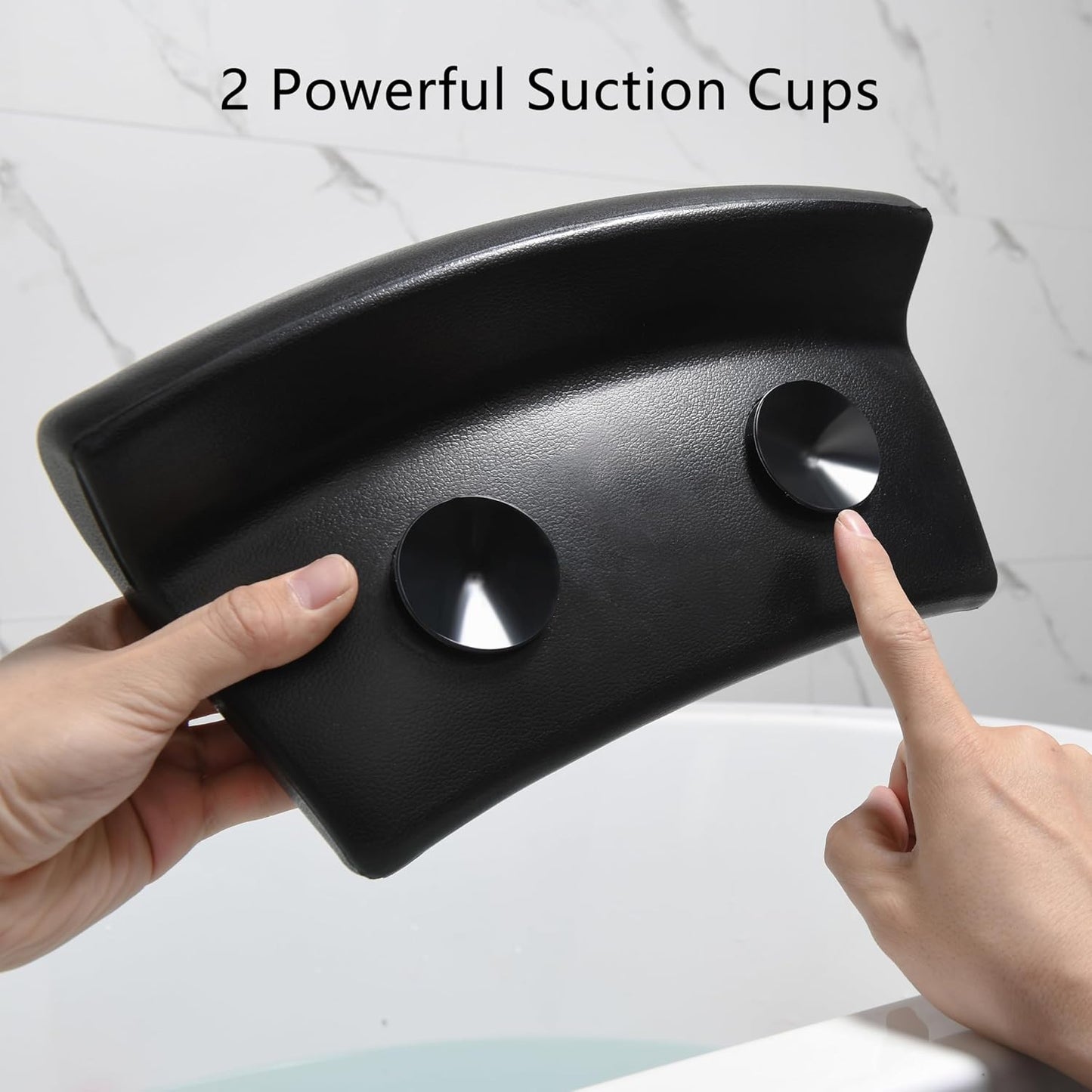 Bath Pillow, Waterproof Bath Pillow, 3D Ergonomic, Bathtub Pillow with 2 Non-Slip Suction Cups, Non-Slip Premium Bath Cushion, Ergonomic Bathtub Pillow for Bathroom Home Spa Headrest - Black
