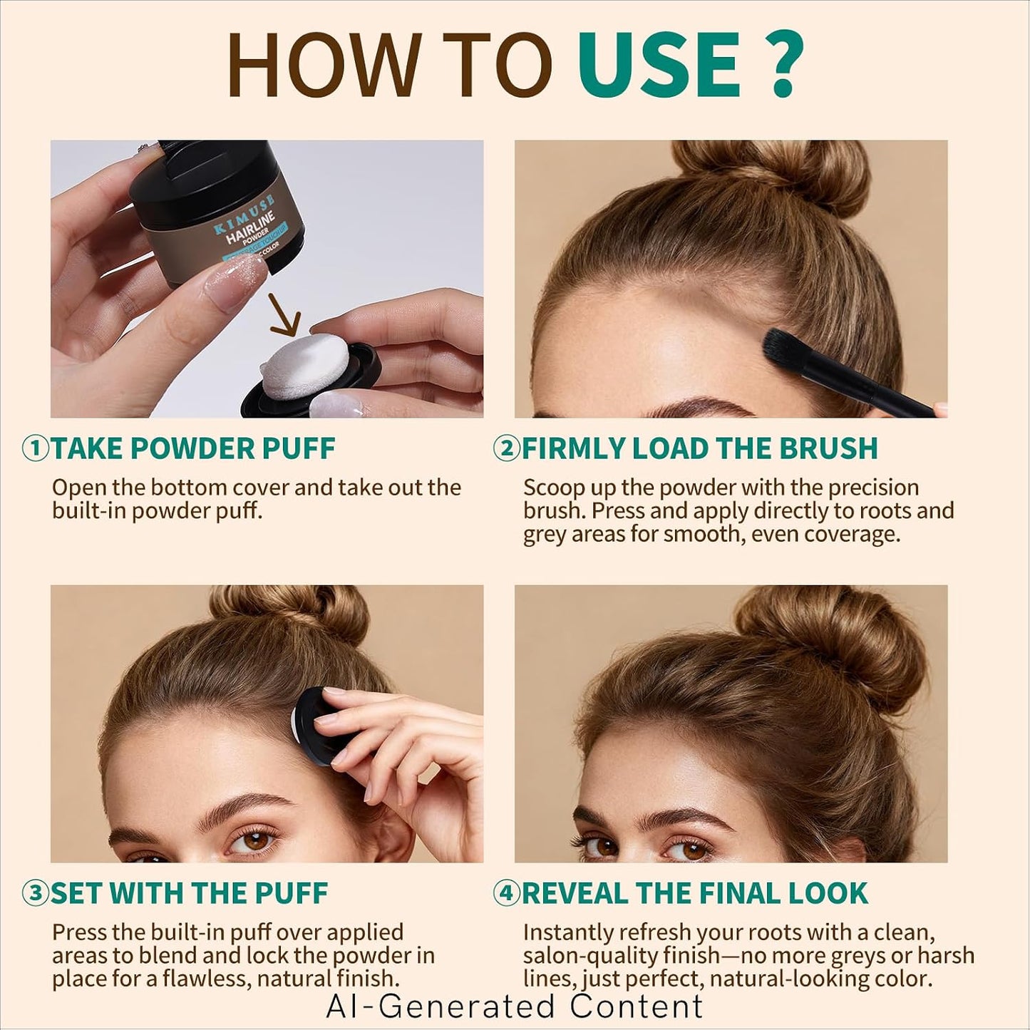 KIMUSE Hairline Powder, Root Touch Up Hair Color, Instantly Conceals Hair Loss, Bald Spot Thin Hair Powder with Dual-ended Hairline Brush for Women and Men, Transfer-proof &amp; Sweat-proof