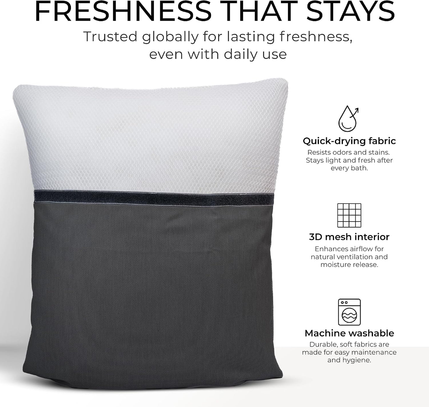 Luxury Bath Pillow for Tub - Thick and Comfortable Bathtub Pillow Support for Head and Neck and Back - Washable Quick-Drying Bath Pillows - Bath Cushion for Home Spa Soaking Tub Relaxation - Dark Gray