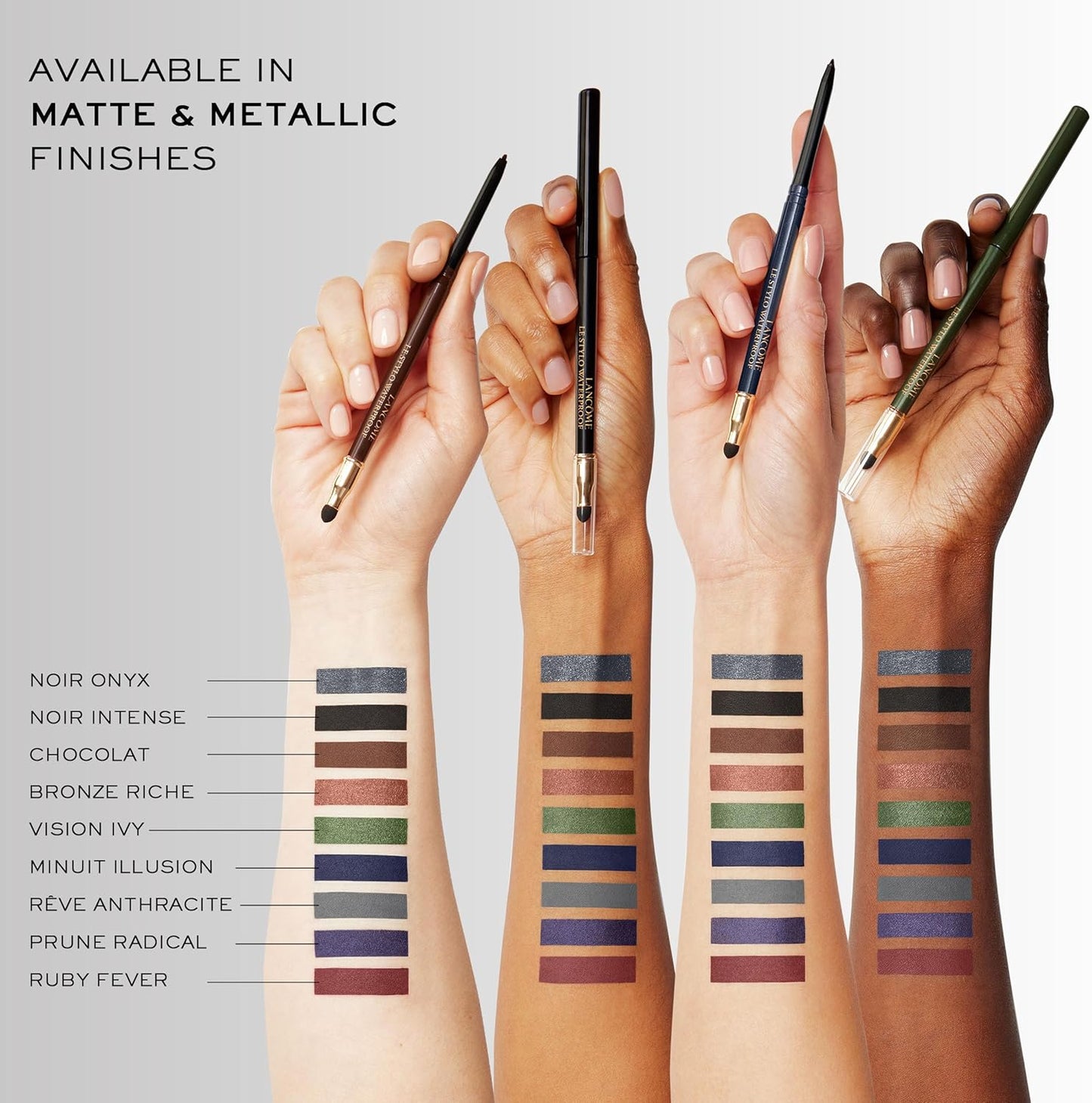 Lancôme Le Stylo Waterproof Eyeliner Pencil with Smudger, Creamy Long-Wear, High Pigment, Retractable, For Precise Definition or Smudged Effects, Various Shades