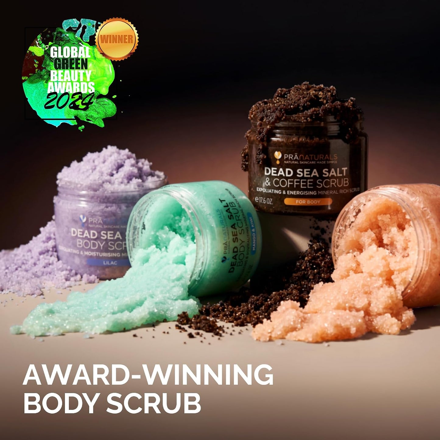 PraNaturals Dead Sea Salt Body Scrub 500G – Hydrating &amp; Moisturising, Natural Oils &amp; Minerals, Exfoliating, Softening &amp; Nourishing, All Skin Types, No Parabens, Vegan &amp; Cruelty Free (Mango &amp; Kiwi)