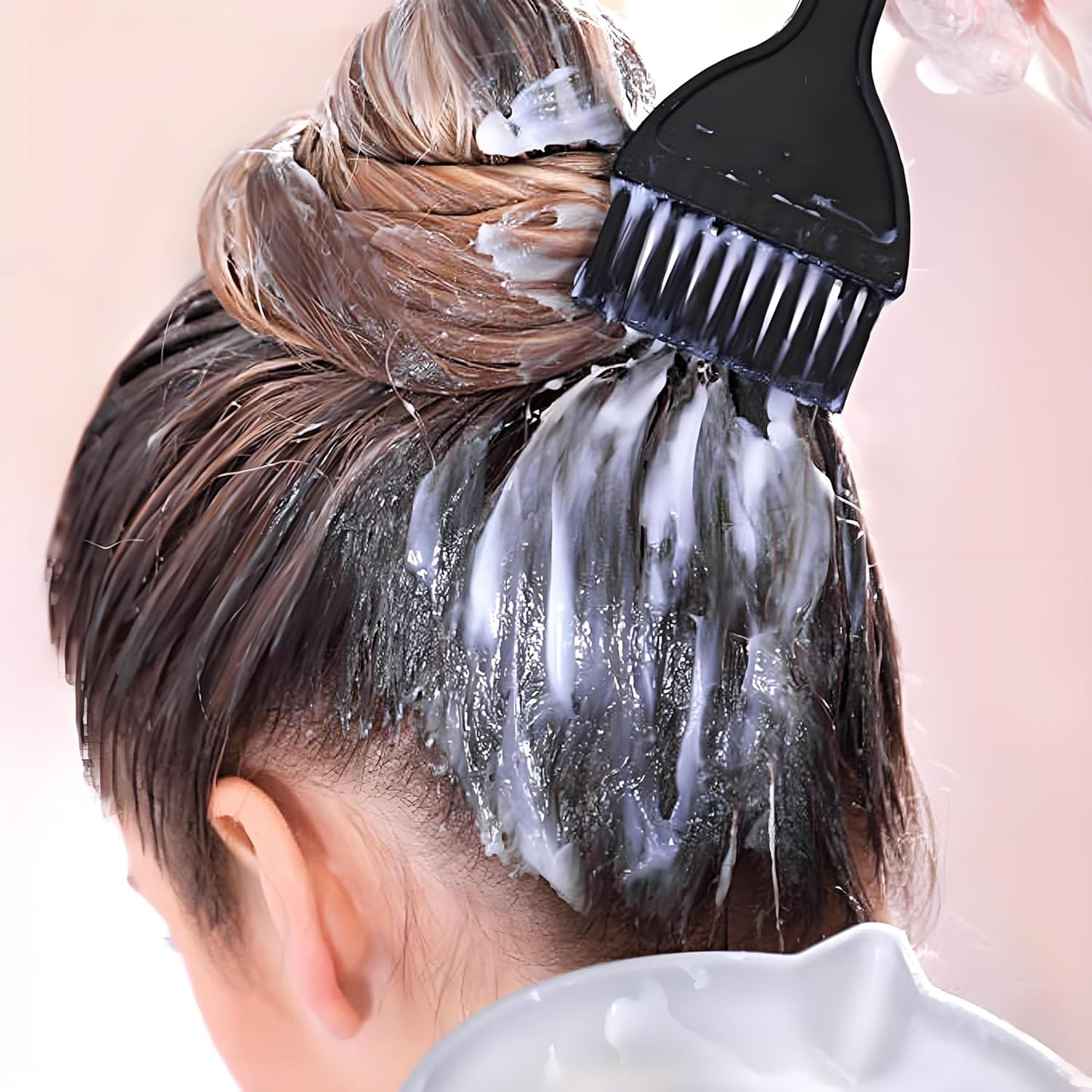 Hair Dye Brush and Bowl Set, 6pcs Hair Colour Brush and Bowl Tool, Brush Double-Sided Comb, Dye Brush, Ear Cover, Hair Colouring Tools for Home Salon Beauty