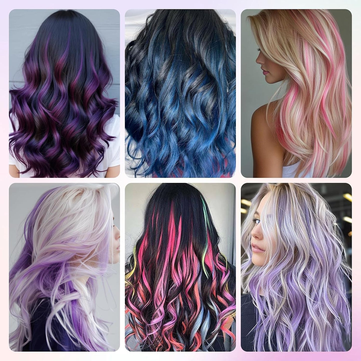Hair Mascara Instant Hair Color Dye Temporary, 3 Colors Washable Bright Hair Mascara Chalk for Women, Birthday Halloween Cosplay DIY Makeup