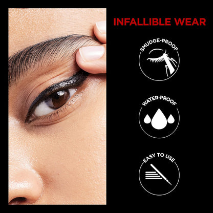 L'Oréal Paris Infallible Precision Felt Eyeliner with 0.4mm Ultra-Fine Tip for Intense Colour Pay-Off, 27H Longwear Waterproof and Rub-Proof Formula, Eyeliner Black