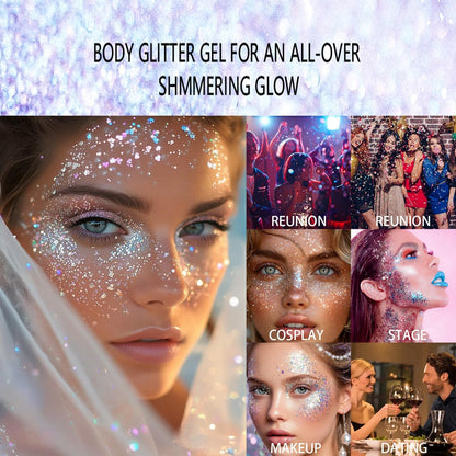 Glitter Stick for Face Body Hair, Holographic Chunky Glitter Makeup | Shimmer Highlighter Stick, Festival Party Sparkle, Long Lasting Body Face Glitter Cosmetic (#S01, Colour)