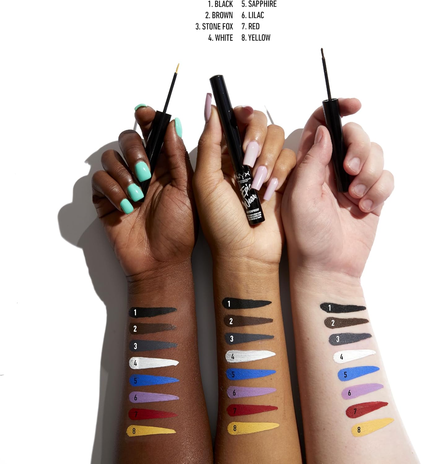 NYX Professional Makeup Black Liquid Eye Liner, Epic Wear Semi Permanent Liquid Liner, Flexible Brush Tip Applicator, Intensely Pigmented Shades, Waterproof Vegan Formula, Shade: Black