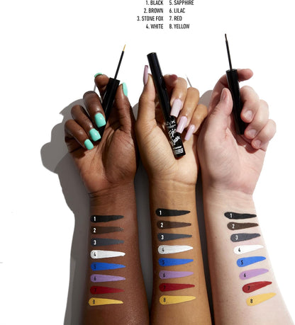 NYX Professional Makeup Black Liquid Eye Liner, Epic Wear Semi Permanent Liquid Liner, Flexible Brush Tip Applicator, Intensely Pigmented Shades, Waterproof Vegan Formula, Shade: Black