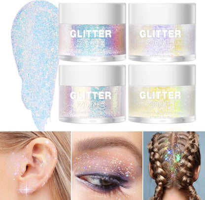 LANGMANNI Holographic Body Glitter Gel for Body, Face, Hair and Lip.Color Changing Glitter Gel Under Light. Vegan &amp; Cruelty Free-1.35 oz (2# Sparkling Pink)