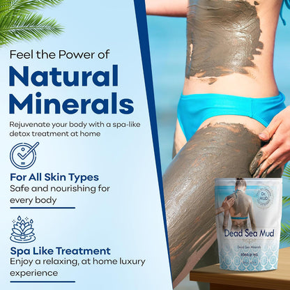 Dr. Mud's Dead Sea Mud Body Mask – Spa Quality Body Treatment, Deep Cleansing Skincare Detox Product for Men &amp; Women
