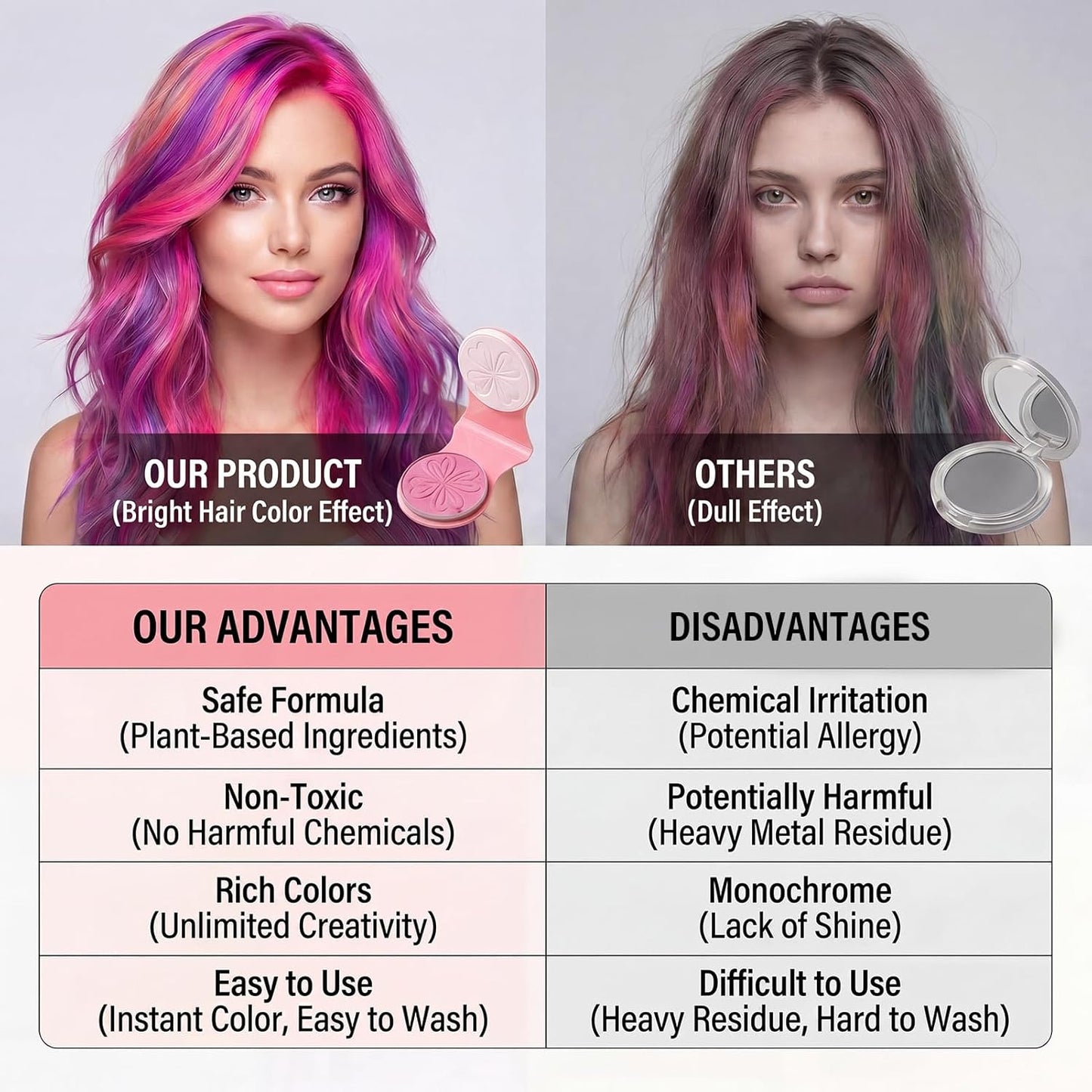 12 Colors Hair Chalk for Girls Kids, Temporary Hair Dye Powder with 2ml Spray Bottle, Washable Coloured Hair Chalks Set, Safe Non-Toxic Hair Colour Spray Makeup Gifts for Birthday Party Cosplay