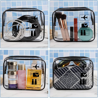 Clear Travel Toiletries Bag, 2 PCS TSA Approved Toiletry Bag with Zippers Travel Essentials PVC Waterproof Cosmetic Clear Makeup Bag for Women and Men, Travelling and Holiday
