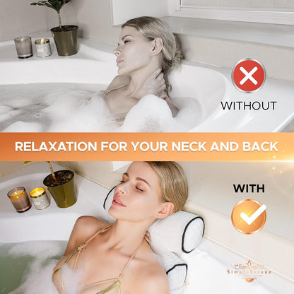 Simply Serene Bath Tub Pillows for Head &amp; Neck - Spa-Quality Cushion for Relaxation - Bathroom Accessory &amp; Gifts
