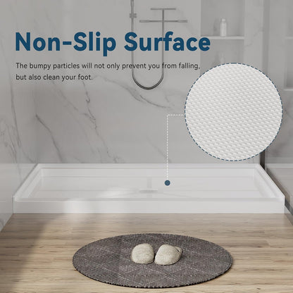 900 x 900 x 10 mm Shower Tray, SMC Shower Pan Base with Drain Assembly &amp; Drain Cover Included, Non-Slip