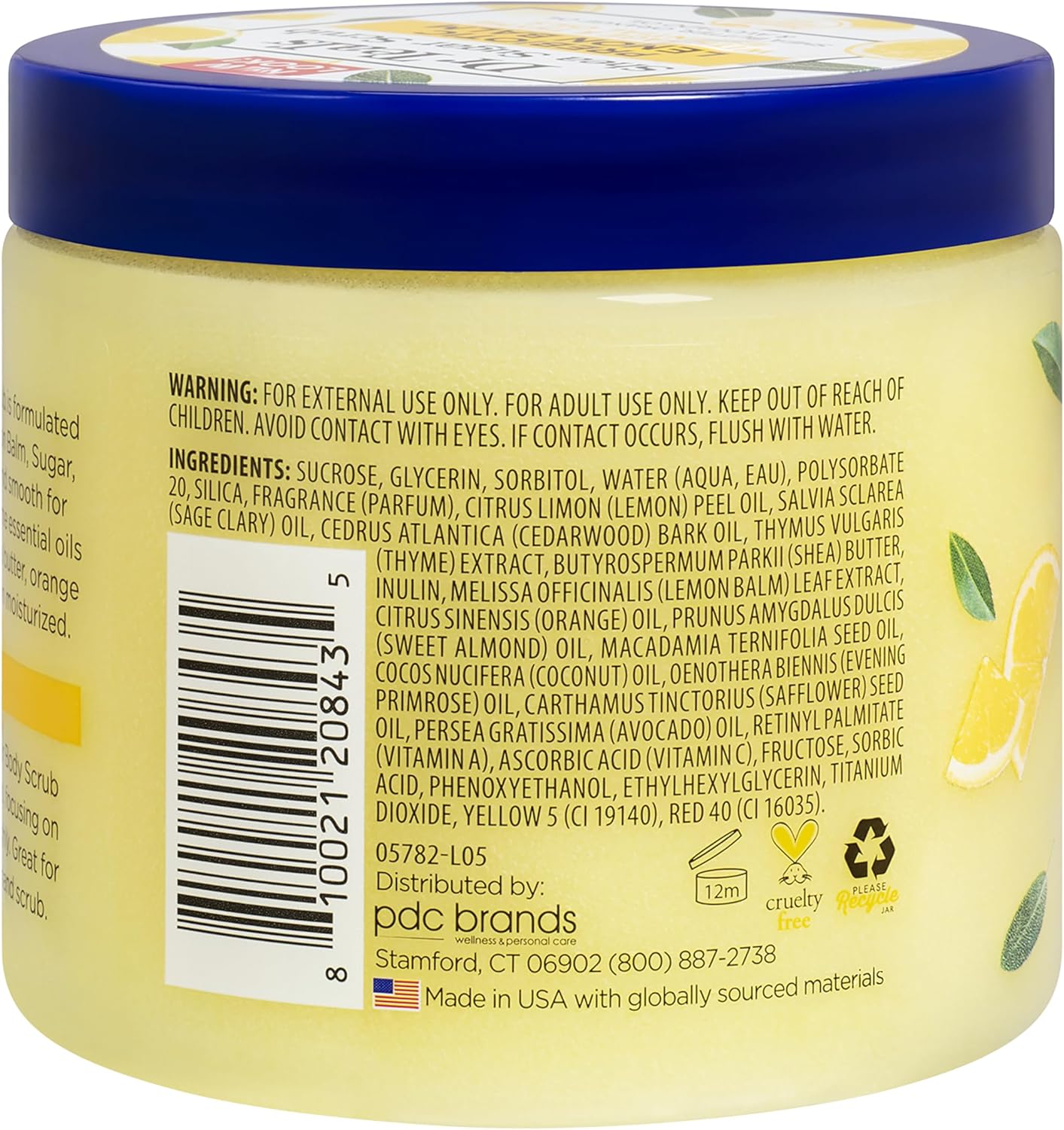 Dr Teal's Shea Sugar Scrub Prebiotic Lemon Balm 538Gm