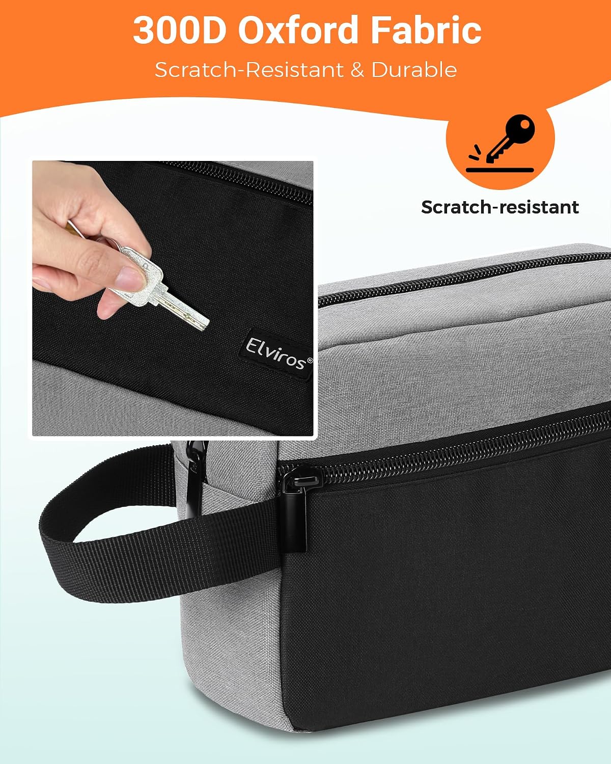 Toiletry Bag for Women and Men, Lightweight Makeup Bag Hanging Dopp Kit with Shaving Compartment Cosmetic Organizer Small Tool Bag Travel Essentials, Black&amp;Grey