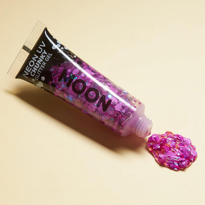 Moon Glow - Neon UV Face &amp; Body Chunky Glitter Gel - 12ml (Set of 6)