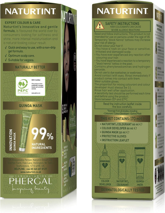 Naturtint Permanent Hair Colour Gel 6A Dark Ash Blonde, Plant Enriched, Biobased, Ammonia Free, Long Lasting Grey Coverage and Radiant Colour, Nourishment and Protection