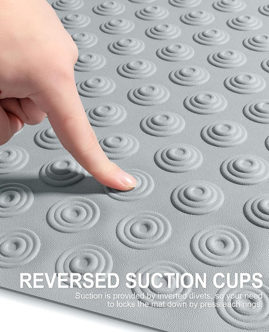 Yolife No Suction Cup Bath Mat: 40x100CM Extra Long Bathmat│Perfect for Refinished or Ordinary Bath Tubs│Made of Nature Rubber│a Blessing for the Elderly and Children (Grey)