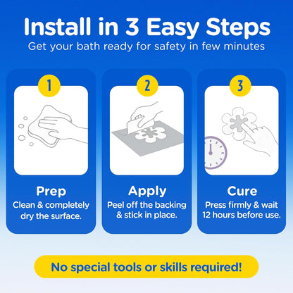 COMPAC HOME Safe-T-Shapes Anti-Slip Bathroom Decals - 7 Large White Daisies with Removable Inner Daisies (14 Total), Flexible Non-Slip Tub &amp; Shower Safety, Decorative Design