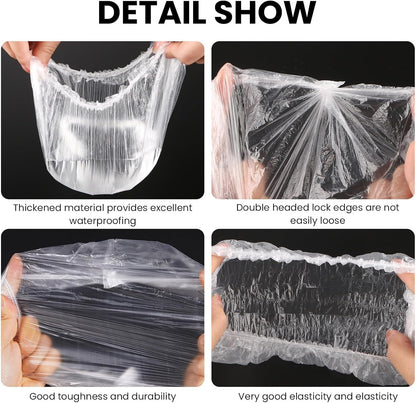 50PCS Disposable Shower Caps,Waterproof Hair Caps,Multi-Purpose Thickened Plastic Elastic Bath Caps for Women, Home Use,Hair Salon, Spa, Travel, Hotel, Shower - White