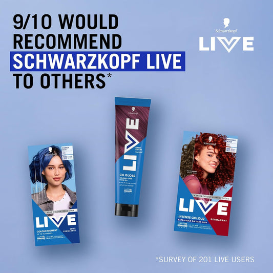 Schwarzkopf LIVE Go Gloss Cherry Cola Red, Colour &amp; Care Hair Glossing for Instant Glossy Hair, with HaptiQ Anti-Damage System, Up to 8 Washes