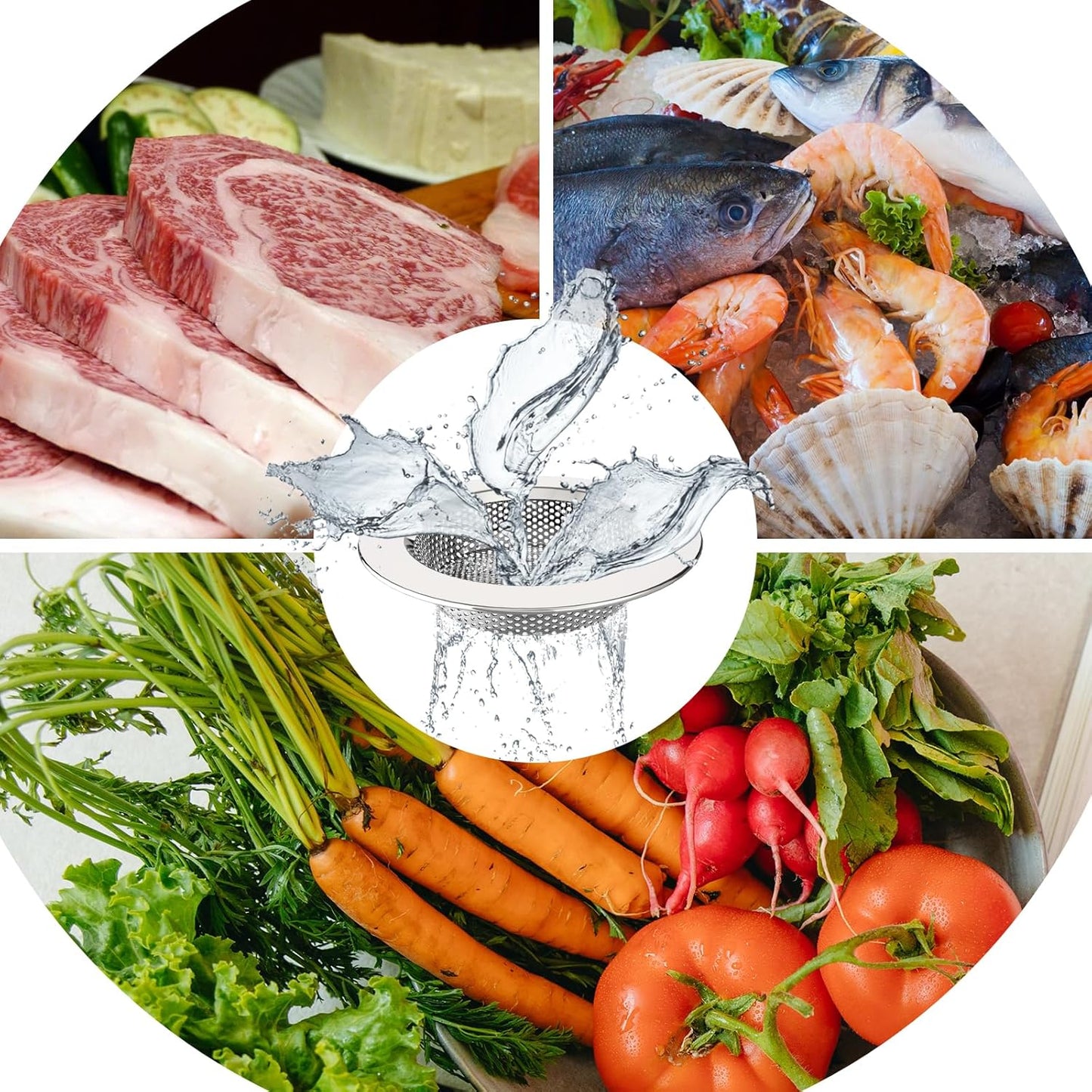 MR.SIGA Kitchen Sink Strainer, Stainless Steel Sink Drain Strainer, Dishwasher Safe（External Diameter 11.2cm, Inner Diameter 7.6cm，Pack of 3）