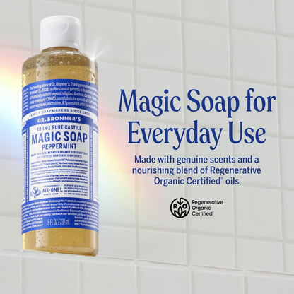 Dr Bronners Pure Castile Soap Peppermint (237ml 100% organic)