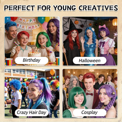 Byhoo Hair dye for Dark Hair, Temporary Hair Colour Comb for GIrl &amp; Women. Great Gift on Birthday Halloween Christmas Cosplay Party, Easy Washable and Safety Hair Chalk Comb(6 Bright Colour)
