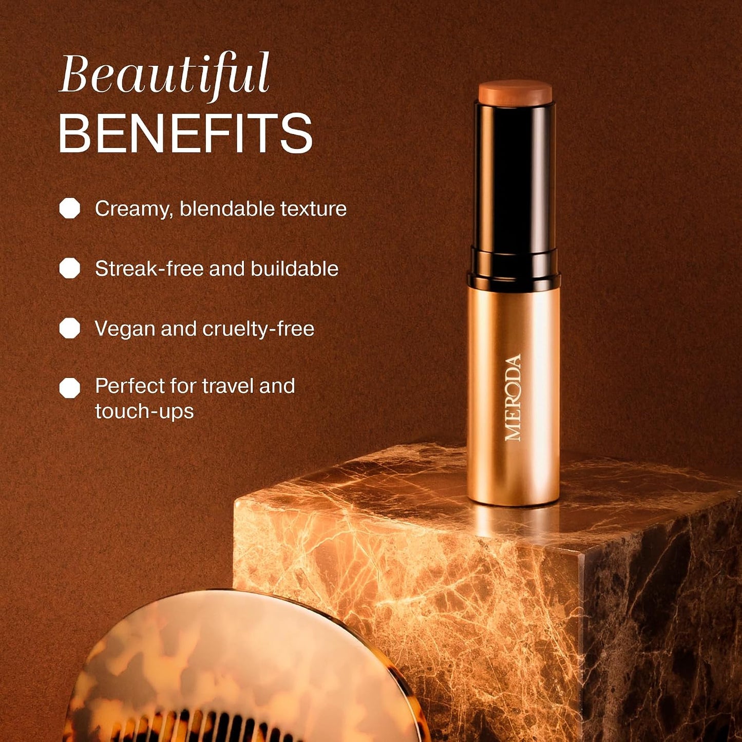MERODA® Soft Tan Bronzer Stick [CREAMY TEXTURE] - Bronzerstick Streak Free &amp; Easy to Blend - Makeup Bronzingstick with 24-hour Hold &amp; Face Moisture - For a Natural Glow &amp; Maximal Tanning Effect