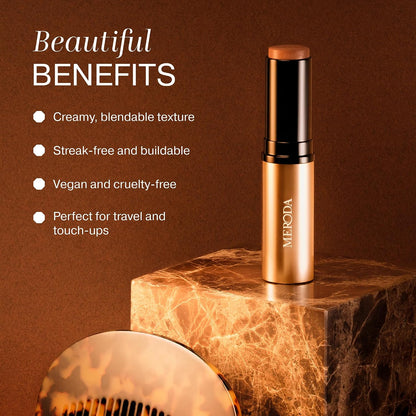 MERODA® Soft Tan Bronzer Stick [CREAMY TEXTURE] - Bronzerstick Streak Free &amp; Easy to Blend - Makeup Bronzingstick with 24-hour Hold &amp; Face Moisture - For a Natural Glow &amp; Maximal Tanning Effect