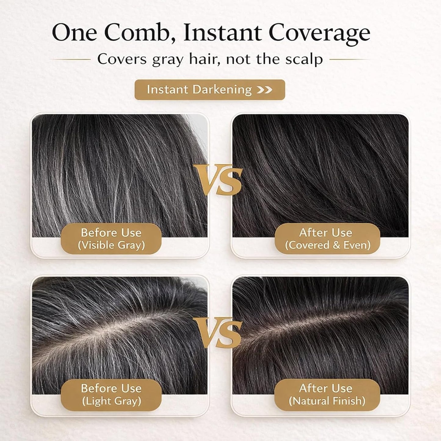 Instant Hair Colour Stick Dye Comb for Root Touch Up and Grey Hair Coverage, Portable Temporary Colour Pen with Built In Natural Toothed Comb, Long Lasting Waterproof Finish for Men and Women (Black)
