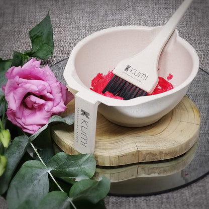 Kumi Wheat Eco-Friendly Oatmeal 3 Piece Tint/hair dye Set - Non-Slip Bowl, Large Brush &amp; Whisk, this hair dye bowl and brush kit is ideal for professional or home use. Ideal home kit.