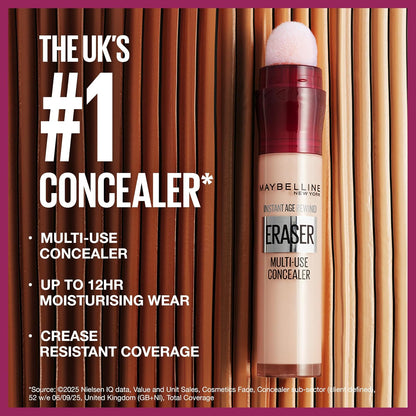 Maybelline Concealer Instant Anti Age Eraser Eye Concealer, Dark Circles and Blemish Concealer, Ultra Blendable Formula Dermatologist Tested &amp; Suitable for Sensitive Skin 01 Light