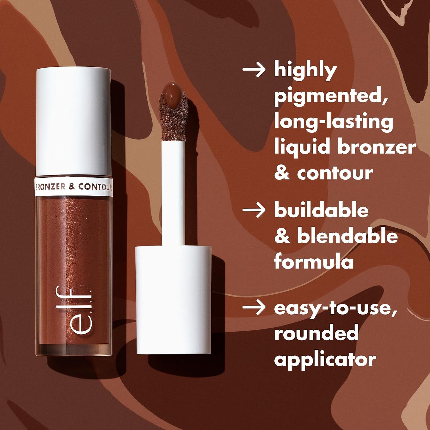 e.l.f. Camo Liquid Bronzer &amp; Contour, Highly Pigmented, Natural-Looking Glowy Finish, Long-Lasting, Rounded Applicator, Vegan &amp; Cruelty-Free, 2 Fair/Light