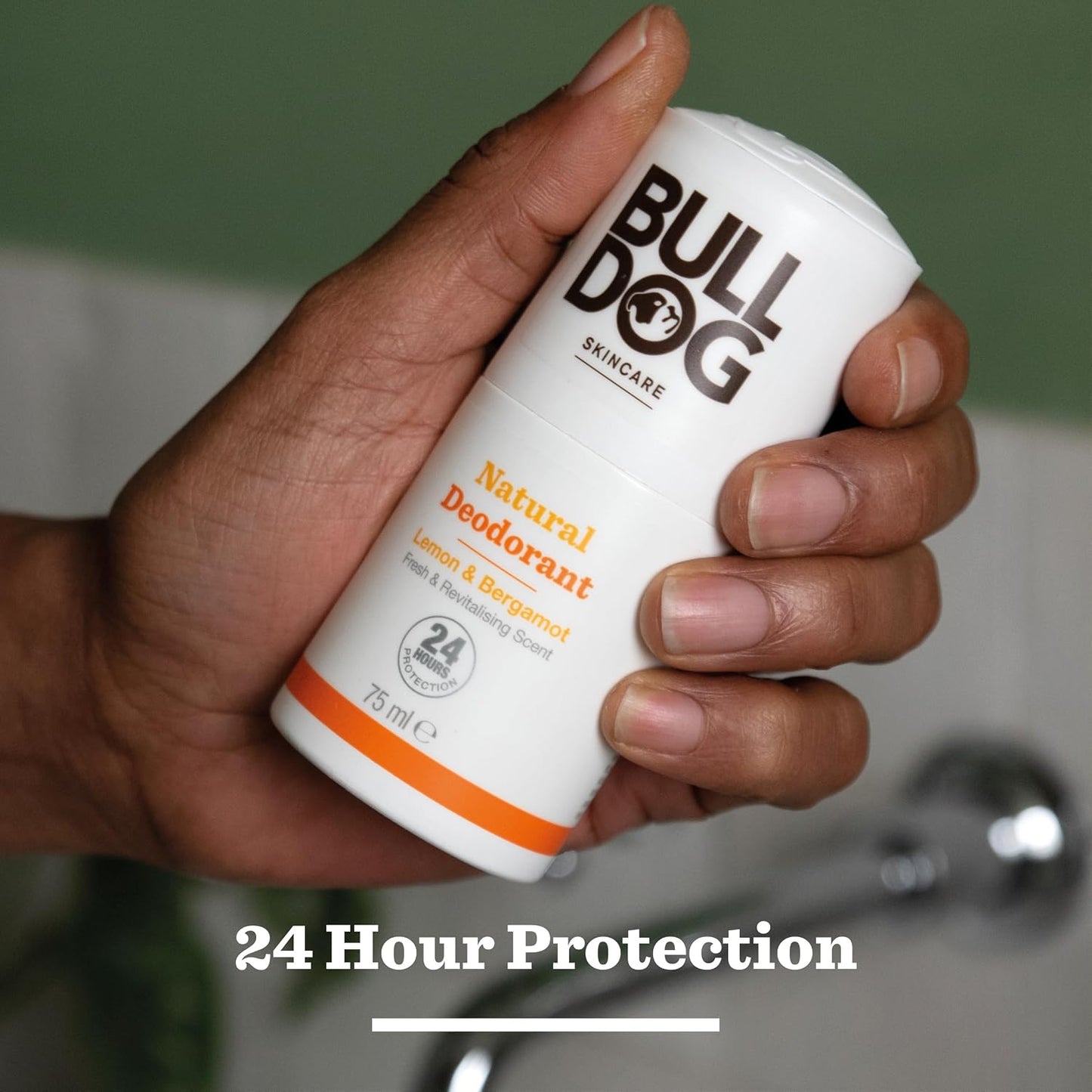 BULLDOG SKINCARE Lemon and Bergamot Roll On Natural Deodorant For Men 75 ml with Natural Fragrance Vegan Approved