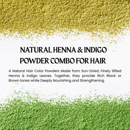 Hebhac Herbals Organic Henna &amp; Indigo Powder Hair Dye Combo – 100g Each | Pure Hair Color Powders, Chemical-Free, Herbal, Natural Hair Colour