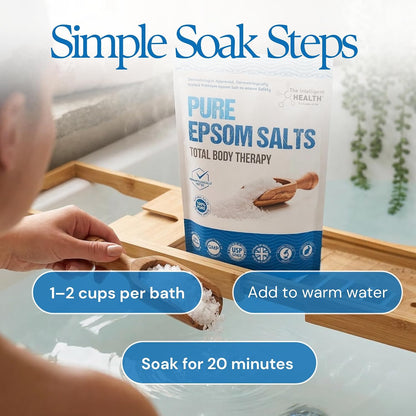The Intelligent Health Magnesium Sulphate Bath Salts Soak, Muscle Magnesium Epsom Salts for Bathing and Foot Soaking for Women &amp; Men - 1kg Resealable Pouch